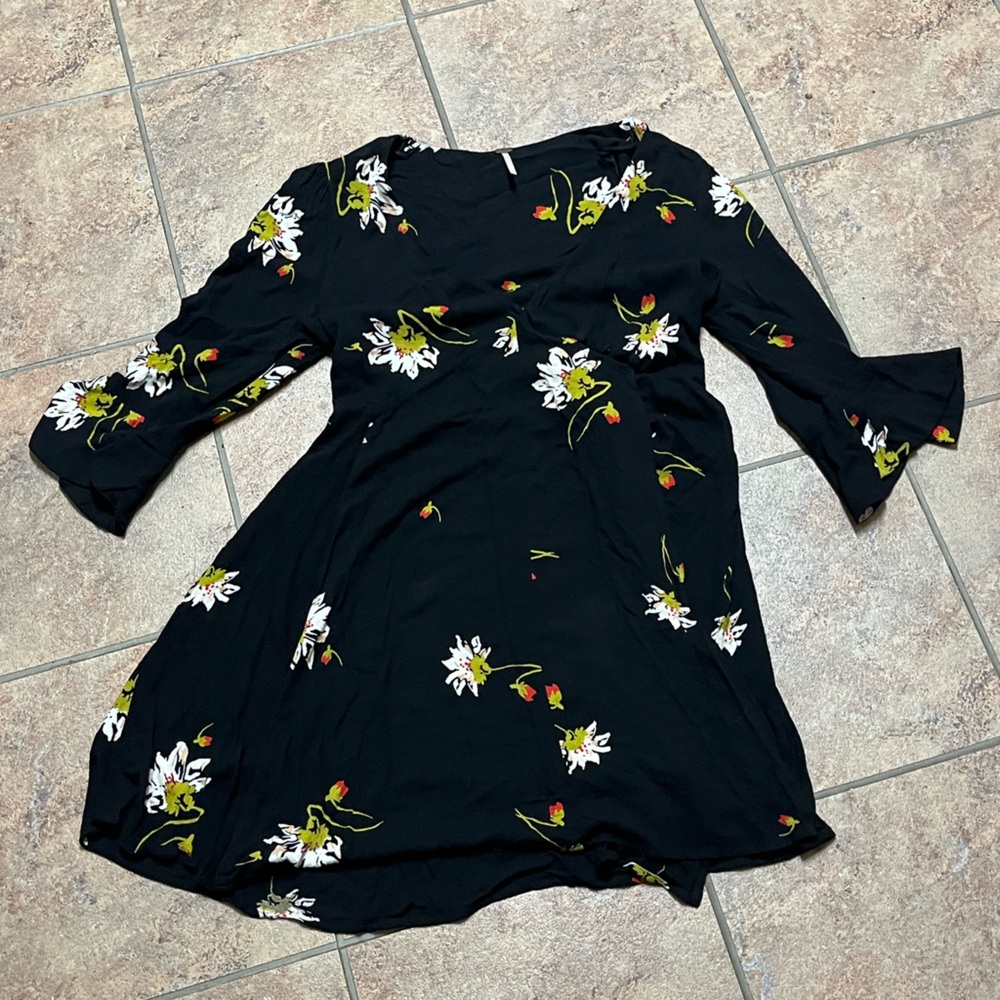 Free People Floral Black Dress spring boho flowers